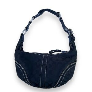 Y2K Vintage Coach SoHo Hobo Signature Small Black Handbag Shoulder Bag Purse